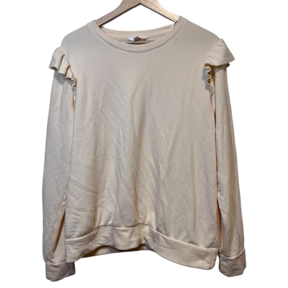 LC Lauren Conrad Women’s Cream Ruffled Shoulder Sweater Size XXL
